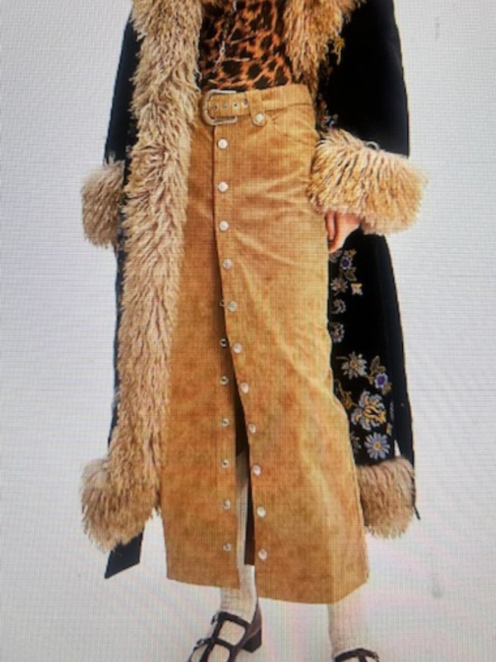 We The Free Free PeopleAstoria Vegan Leather Brown Button Belted Maxi Skirt NEW